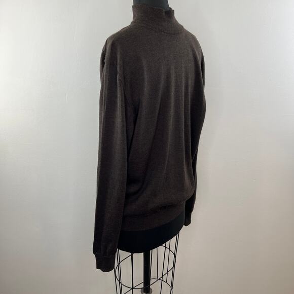 Grant Thomas Italian Merino Wool Brown Knit Turtleneck Men's Pullover Sweater L - Picture 3 of 8